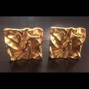 Unique vintage sculptural gold plated earrings